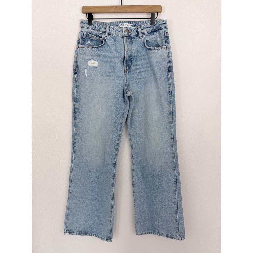 Zara Light Wash High Rise Wide Leg Jeans Size 8